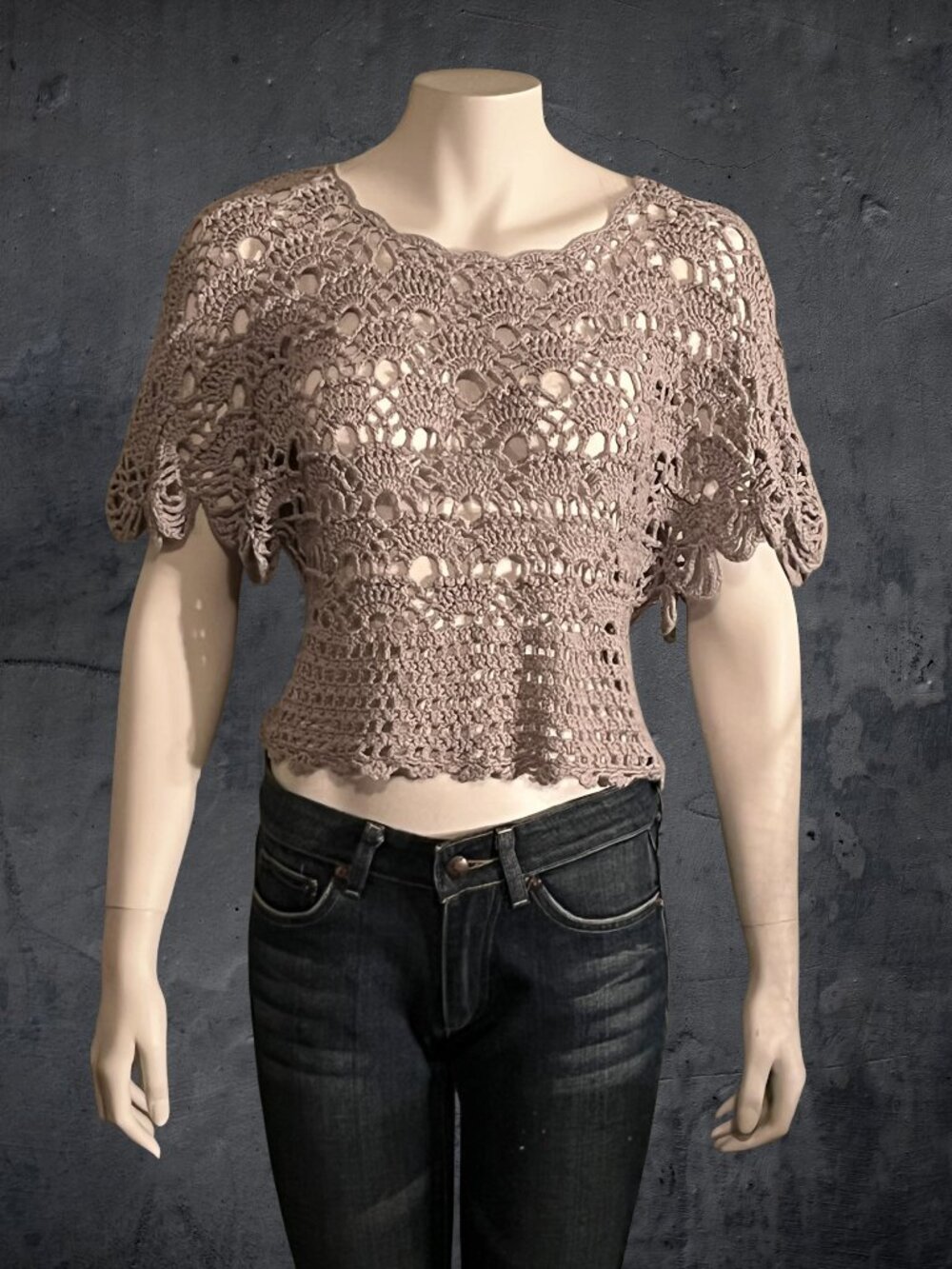 Pretty Crochet Top - Kaktus, Sz. S